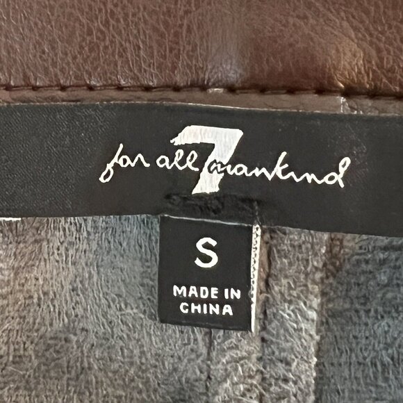 7 For All Mankind Women's Brown Top Size Small Faux Leather Puff Long Sleeve NWT - Picture 12 of 13